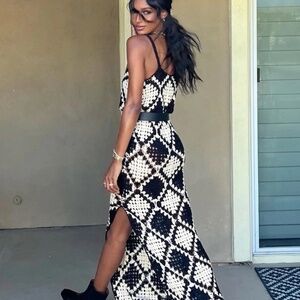 VRG GRL The Joni Crochet Maxi Dress // Black - S